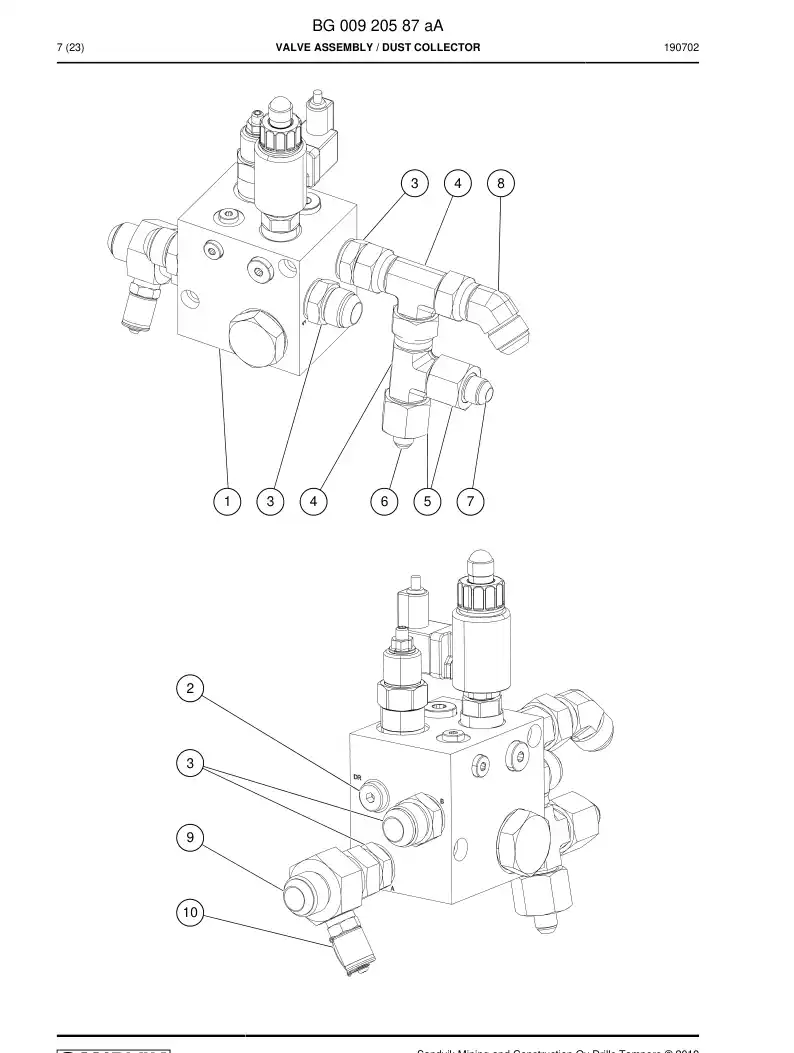 BG00920587a BG 009 205 87a Valve Assembly - Sandvik Technical Drawing