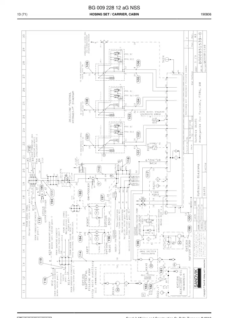 BG00922812a BG 009 228 12a Hosing Set - Sandvik Technical Drawing