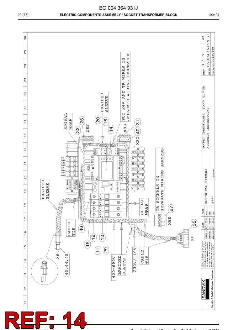 BG00922841a BG 009 228 41a Relay - Sandvik Technical Drawing