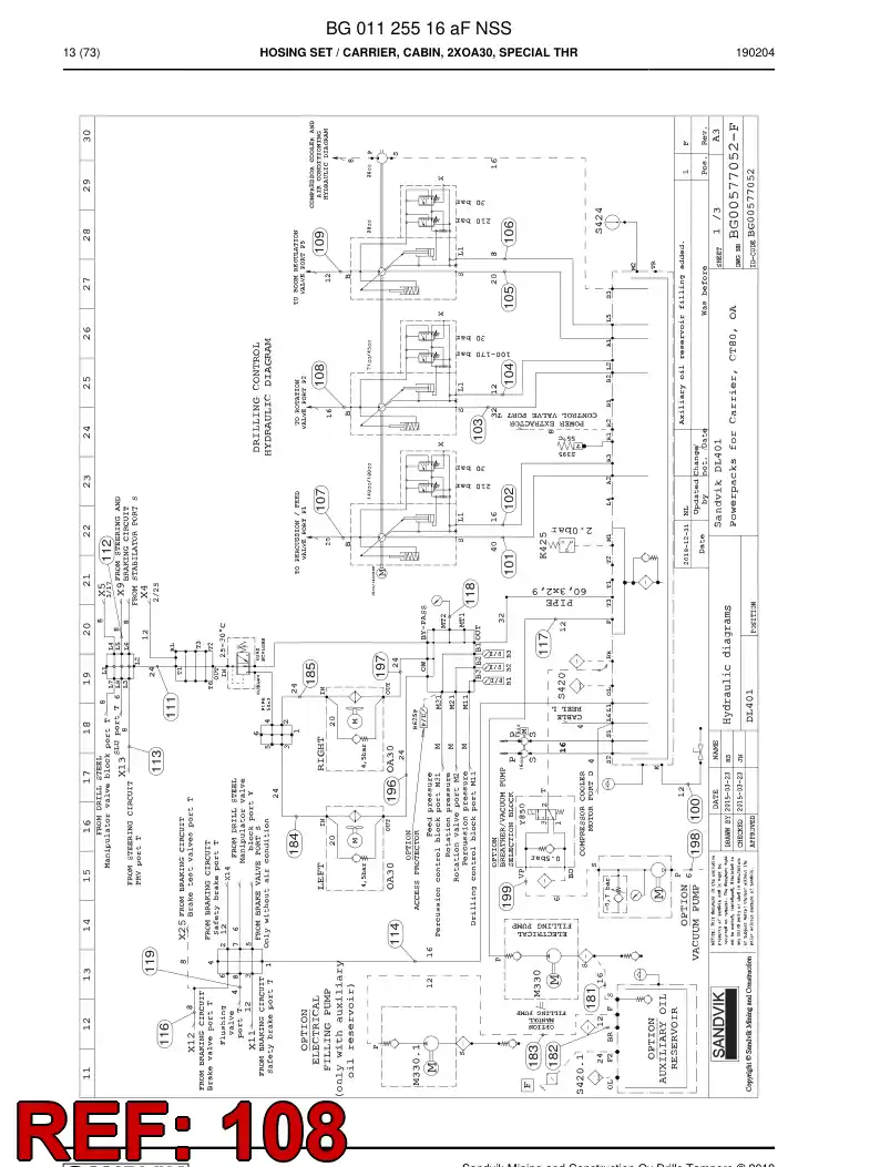 BG00923544b BG 009 235 44b Hose Assembly, Hydraulic - Sandvik Technical Drawing