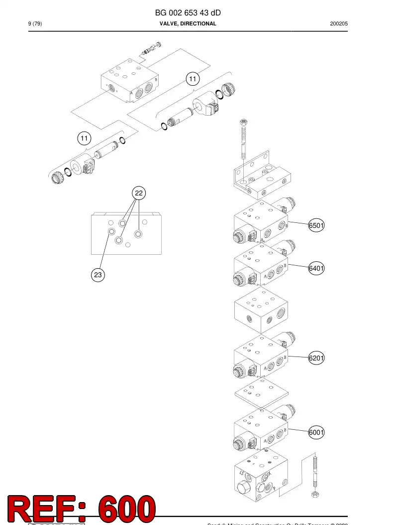 BG00923572a BG 009 235 72a Valve Section - Sandvik Technical Drawing