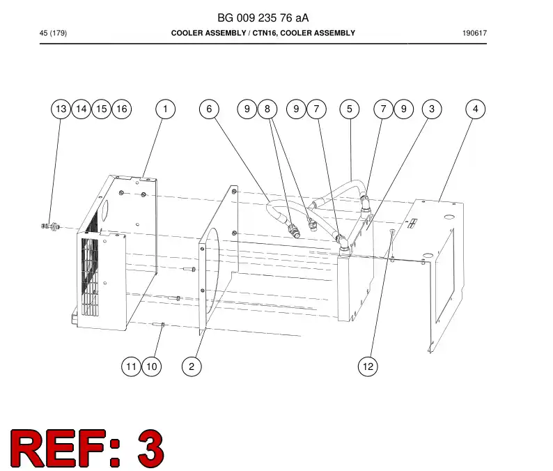 BG00923586a BG 009 235 86a Cooler, Oil - Sandvik Technical Drawing