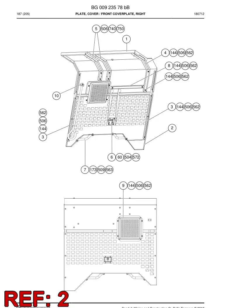 BG00923592a BG 009 235 92a Plate, Cover - Sandvik Technical Drawing