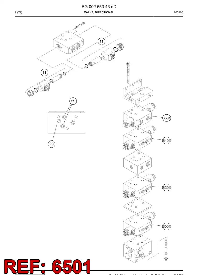 BG00923599a BG 009 235 99a Valve Section - Sandvik Technical Drawing