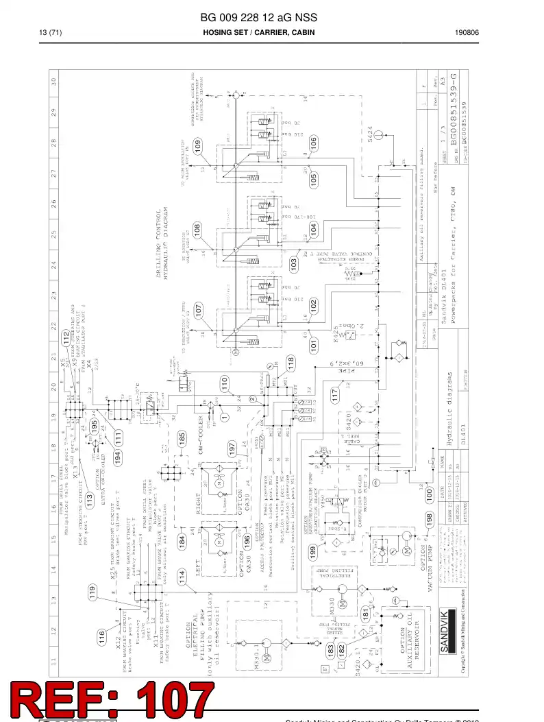 BG00923894b BG 009 238 94b Hose Assembly, Hydraulic - Sandvik Technical Drawing