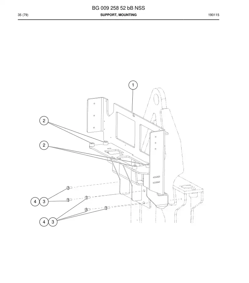 BG00925852b BG 009 258 52b Support, Mounting - Sandvik Technical Drawing