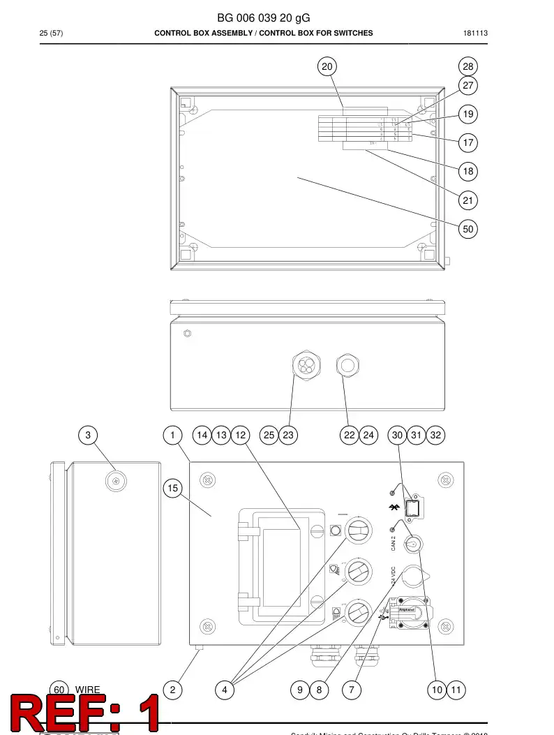 BG00926039b BG 009 260 39b Enclosure, Steel - Sandvik Technical Drawing