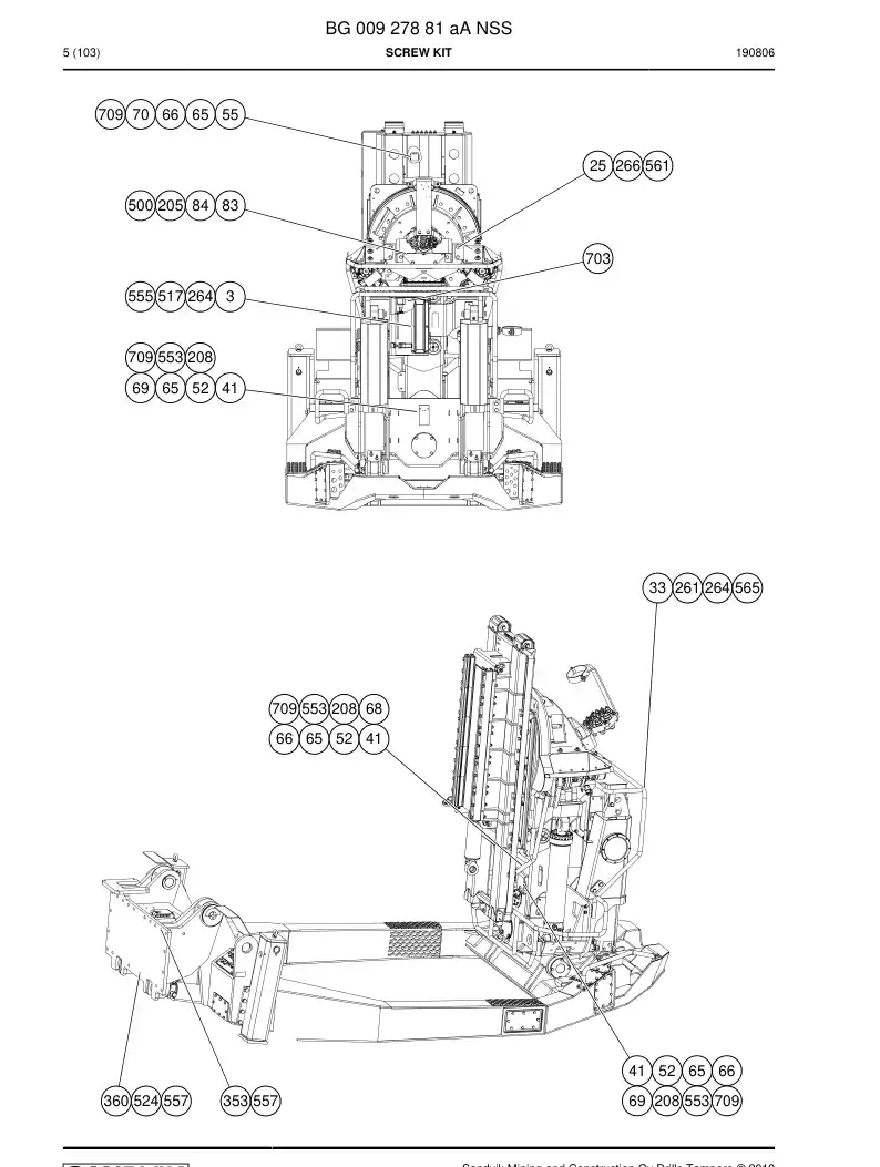 BG00927881a BG 009 278 81a Screw Kit - Sandvik Technical Drawing