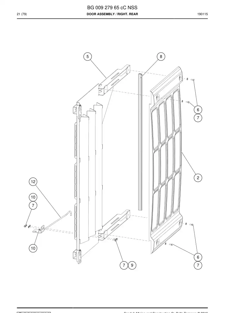 BG00927965d BG 009 279 65d Door Assembly - Sandvik Technical Drawing