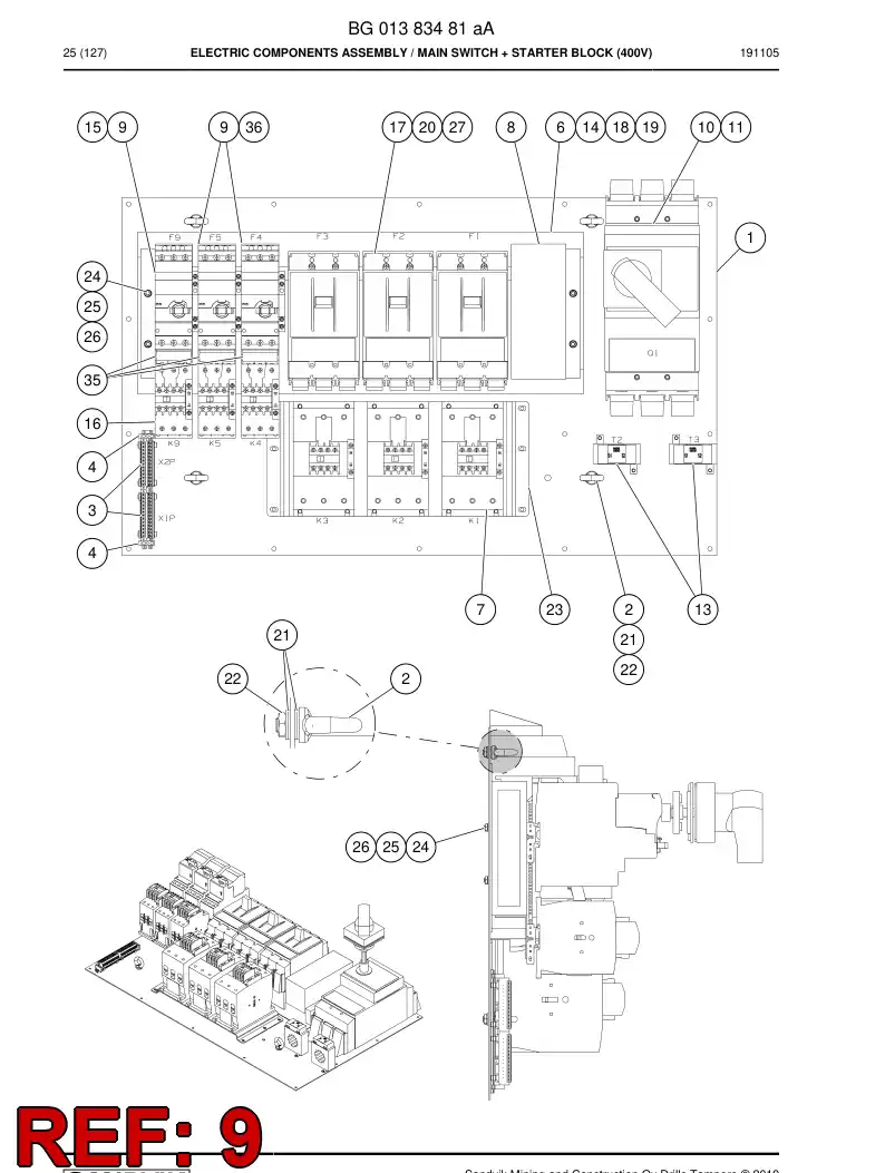 BG00928247a BG 009 282 47a Adapter, Busbar - Sandvik Technical Drawing