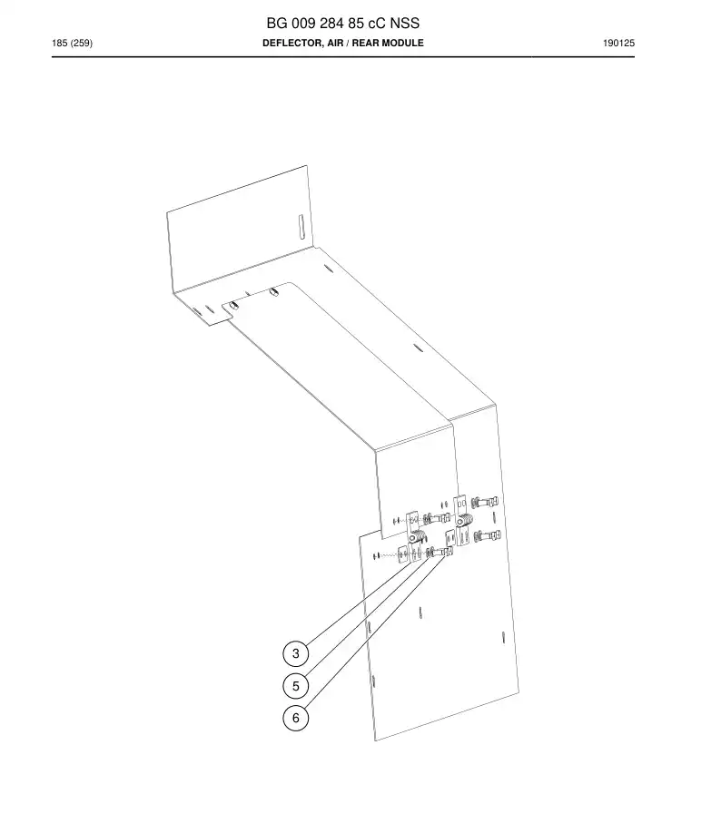 BG00928485c BG 009 284 85c Deflector, Air - Sandvik Technical Drawing