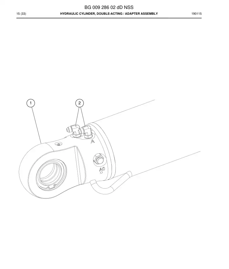 BG00928602d BG 009 286 02d Hydraulic Cylinder, Double-acting - Sandvik Technical Drawing