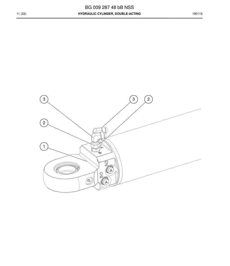 BG00928748b BG 009 287 48b Hydraulic Cylinder, Double-acting - Sandvik Technical Drawing