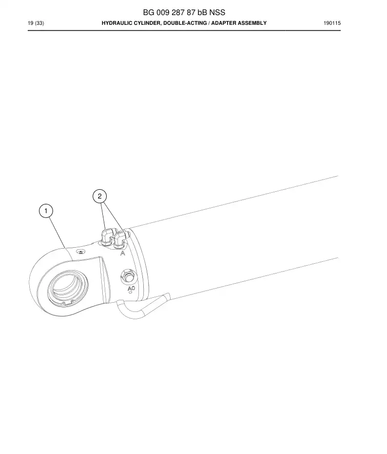 BG00928787b BG 009 287 87b Hydraulic Cylinder, Double-acting - Sandvik Technical Drawing