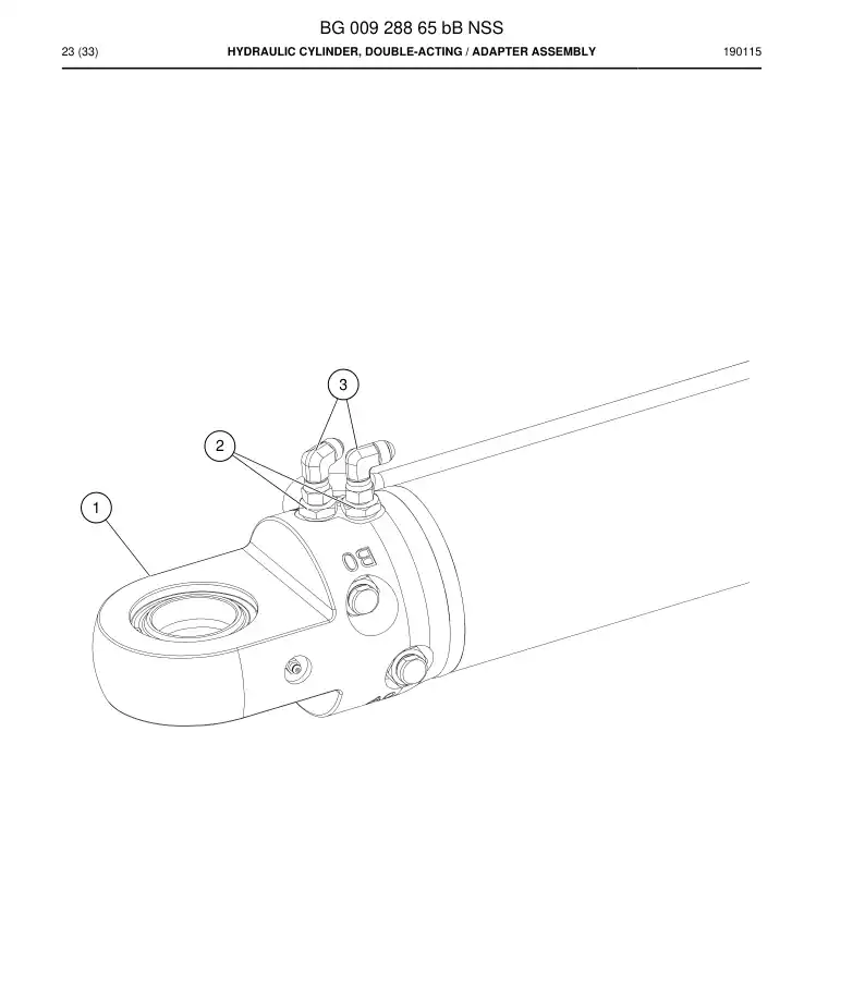 BG00928865b BG 009 288 65b Hydraulic Cylinder, Double-acting - Sandvik Technical Drawing