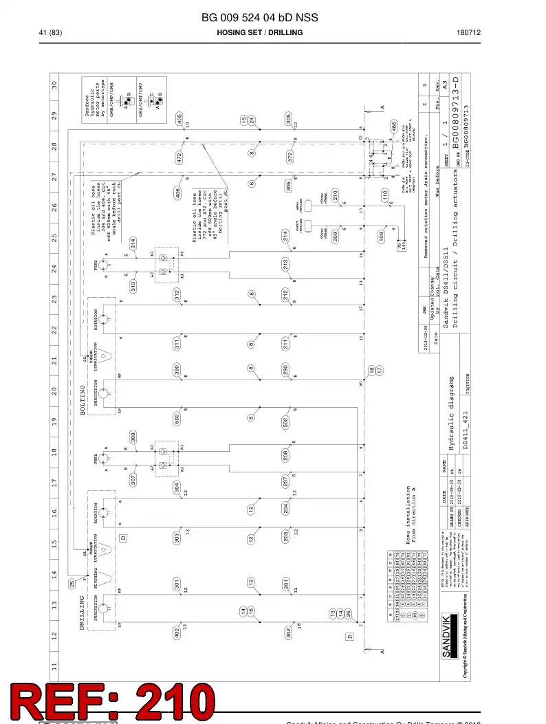 BG00929003b BG 009 290 03b Hose Assembly - Sandvik Technical Drawing
