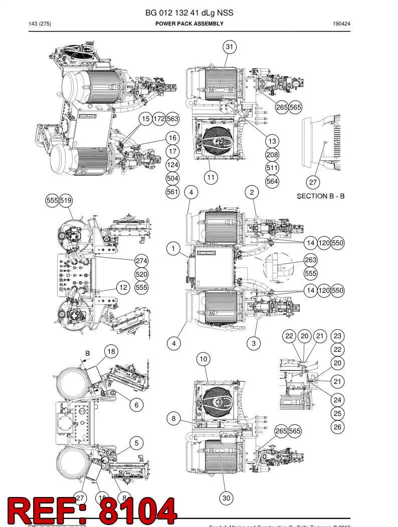 BG00929480a BG 009 294 80a Hosing Set - Sandvik Technical Drawing