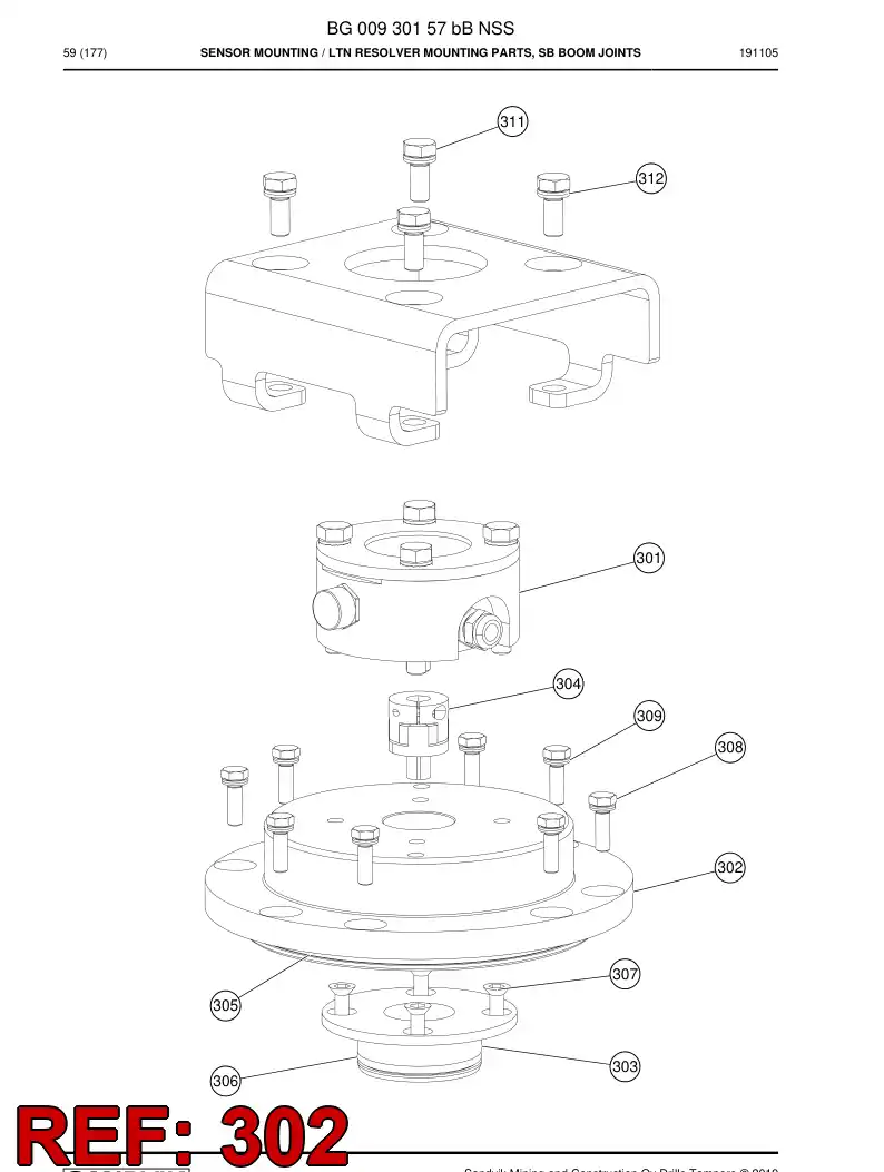 BG00929503b BG 009 295 03b Flange, Mounting - Sandvik Technical Drawing