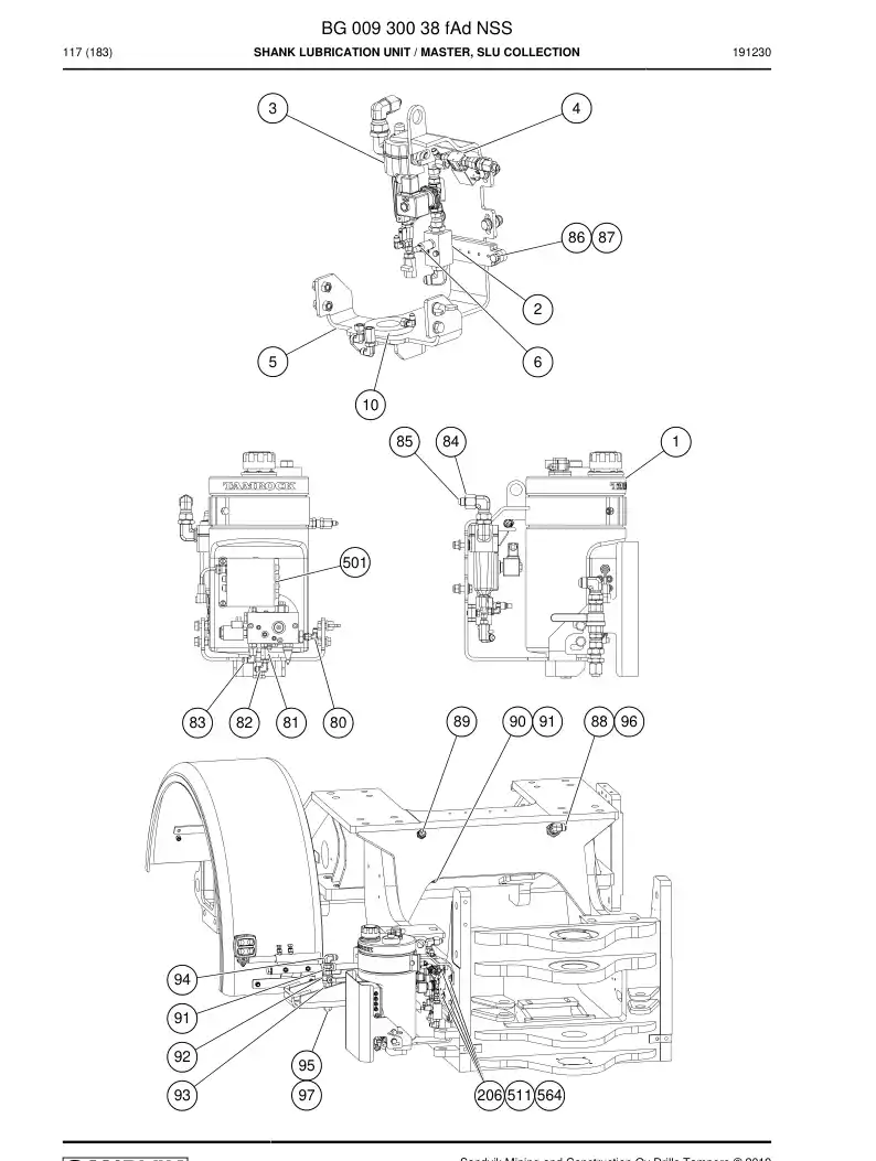 BG00930038f BG 009 300 38f Shank Lubrication Unit - Sandvik Technical Drawing