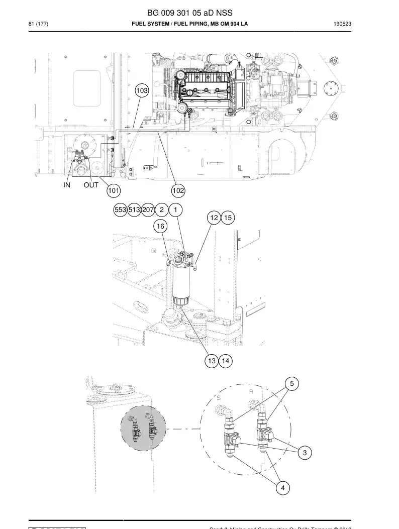 BG00930105a BG 009 301 05a Fuel System - Sandvik Technical Drawing