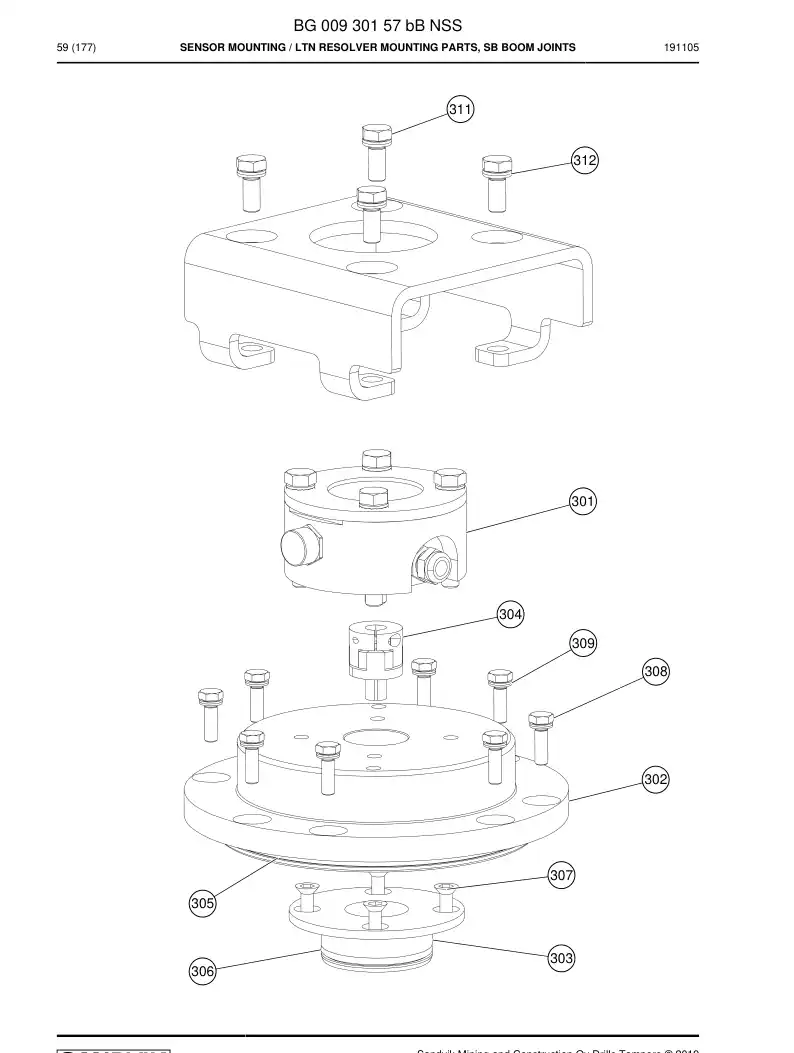 BG00930157b BG 009 301 57b Sensor Mounting - Sandvik Technical Drawing