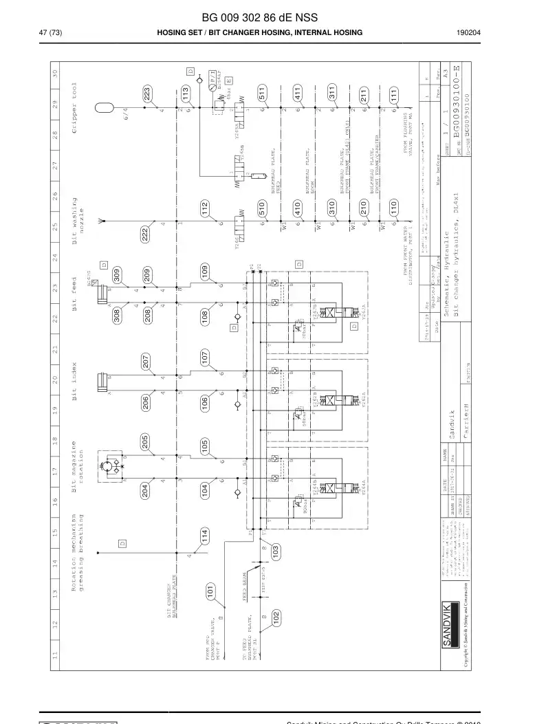 BG00930286d BG 009 302 86d HOSE SET - Sandvik Technical Drawing