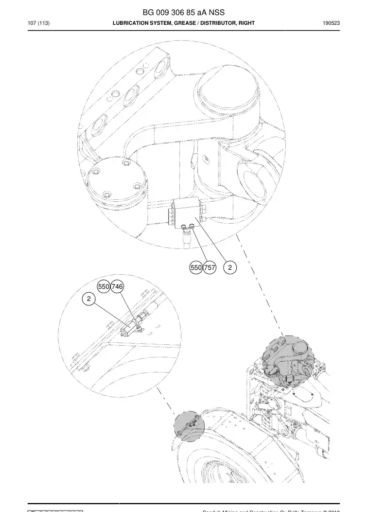 BG00930685a BG 009 306 85a Lubrication System, Grease - Sandvik Technical Drawing