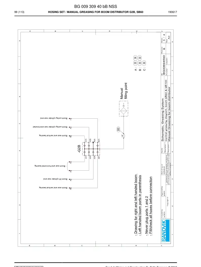 BG00930940b BG 009 309 40b Hosing Set - Sandvik Technical Drawing