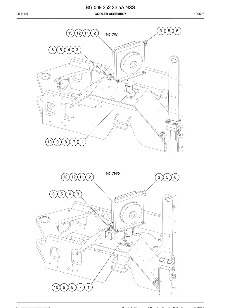 BG00935232a BG 009 352 32a Cooler Assembly - Sandvik Technical Drawing