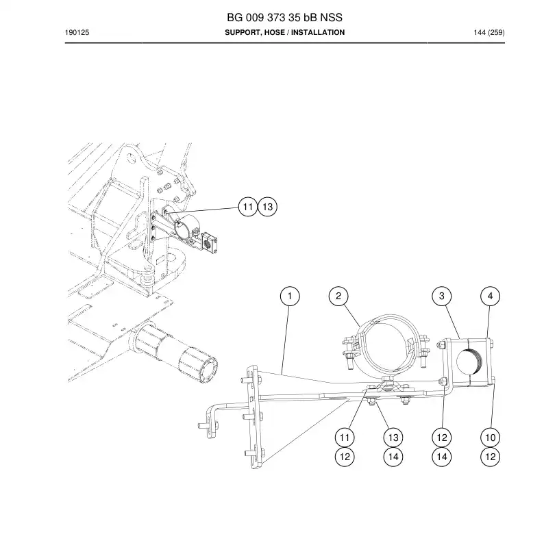 BG00937335b BG 009 373 35b Support, Hose - Sandvik Technical Drawing