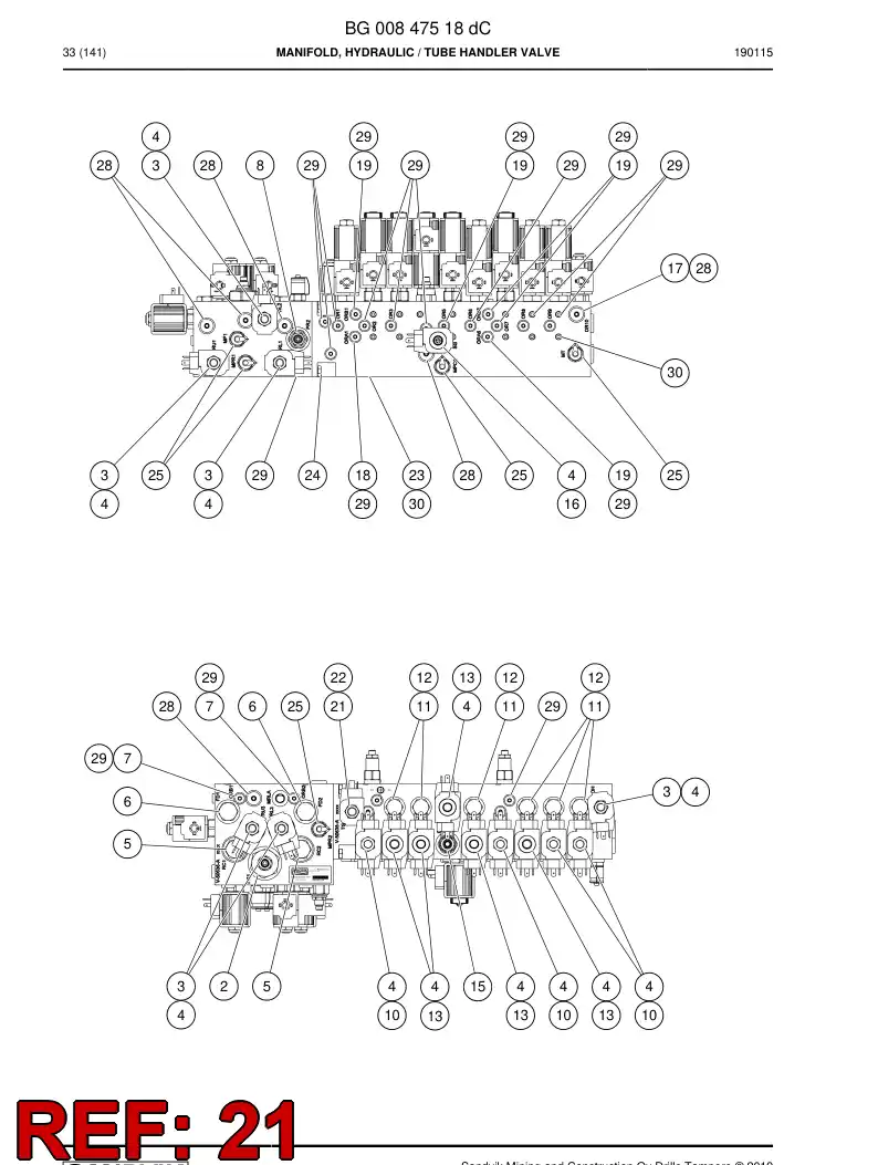 BG00938555a BG 009 385 55a Valve, Spool, Directional - Sandvik Technical Drawing