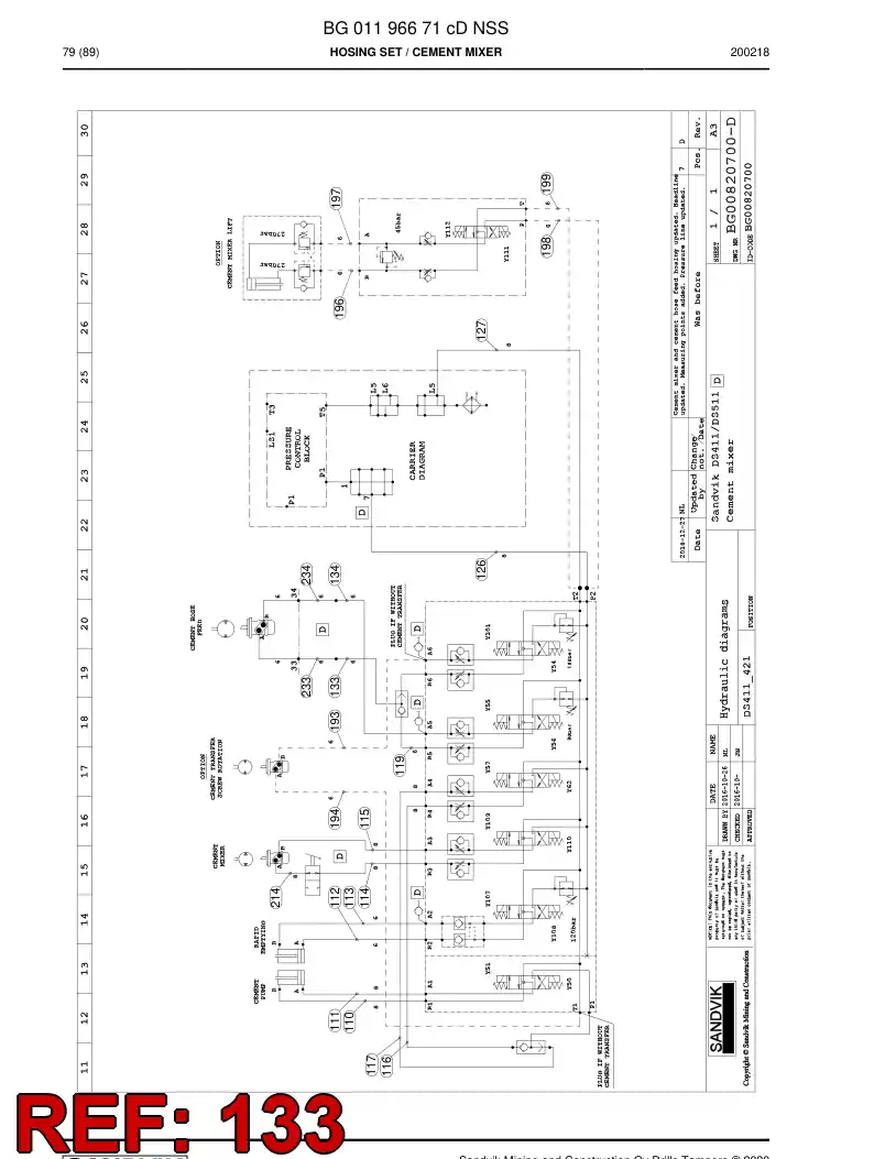 BG00941182a BG 009 411 82a Hose Assembly, Hydraulic - Sandvik Technical Drawing