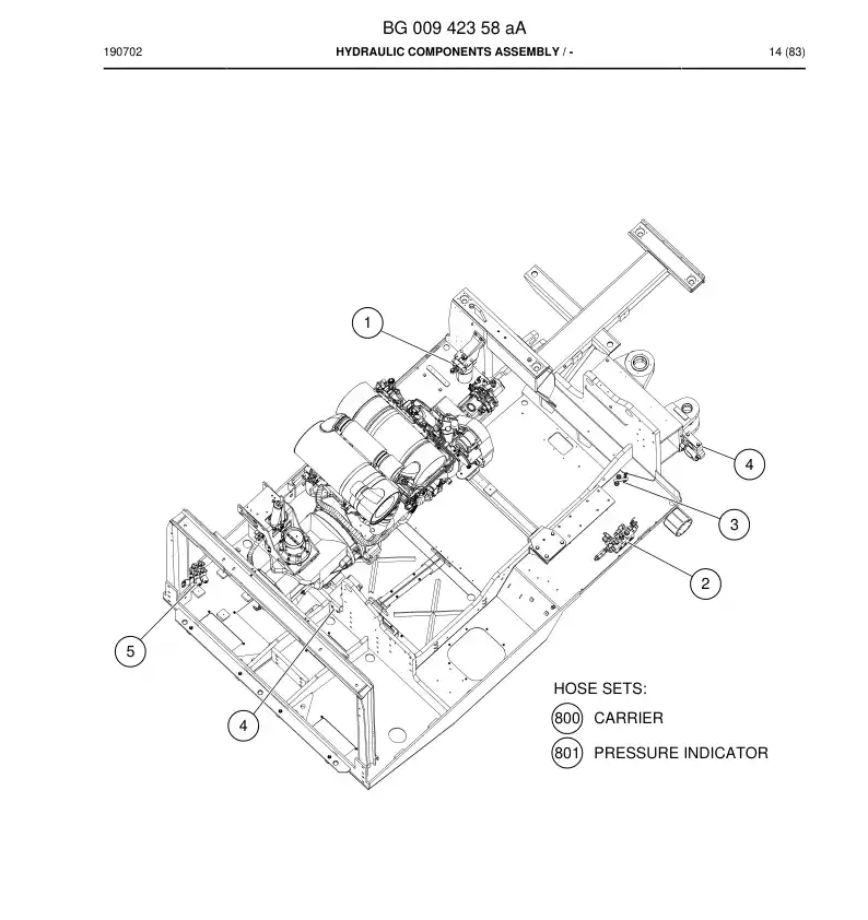 BG00942358a BG 009 423 58a Hydraulic Components Assembly - Sandvik Technical Drawing