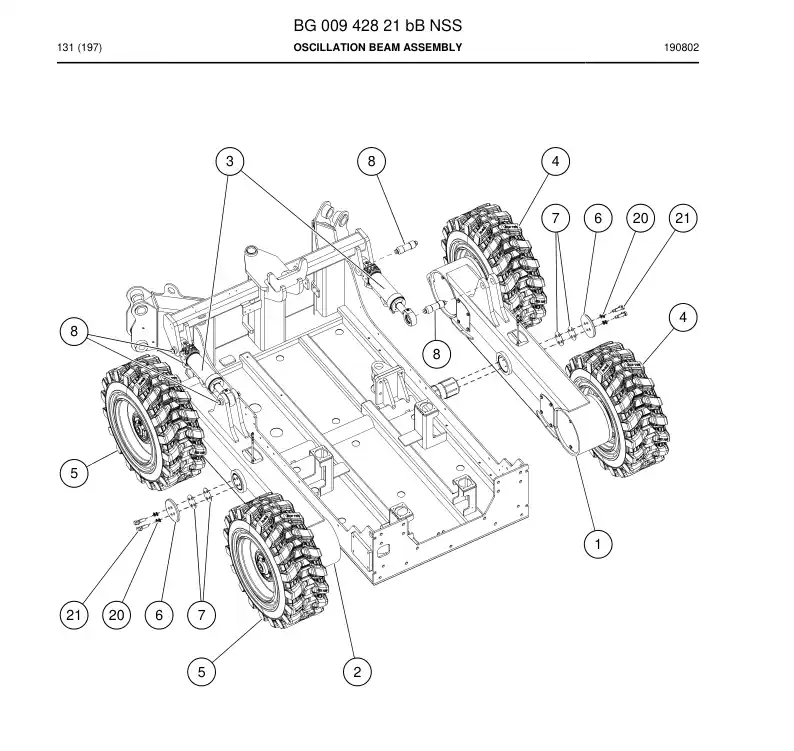 BG00942821b BG 009 428 21b Oscillation Beam Assembly - Sandvik Technical Drawing