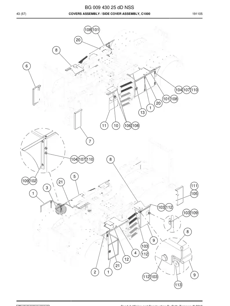BG00943025d BG 009 430 25d Covers Assembly - Sandvik Technical Drawing