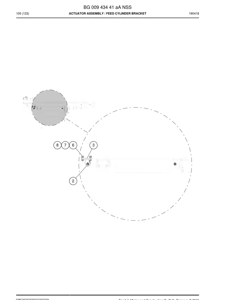 BG00943441a BG 009 434 41a Actuator Assembly - Sandvik Technical Drawing