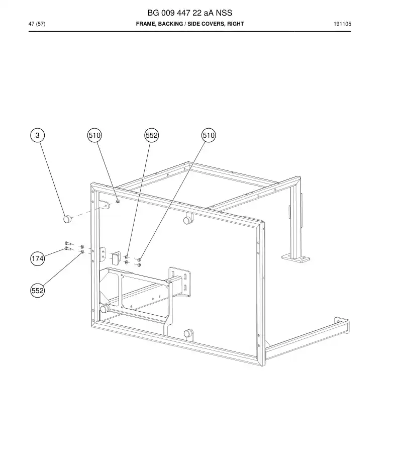 BG00944722a BG 009 447 22a Frame, Backing - Sandvik Technical Drawing