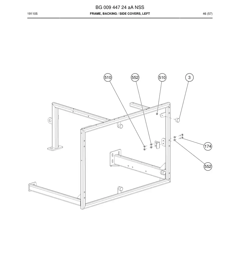 BG00944724a BG 009 447 24a Frame, Backing - Sandvik Technical Drawing
