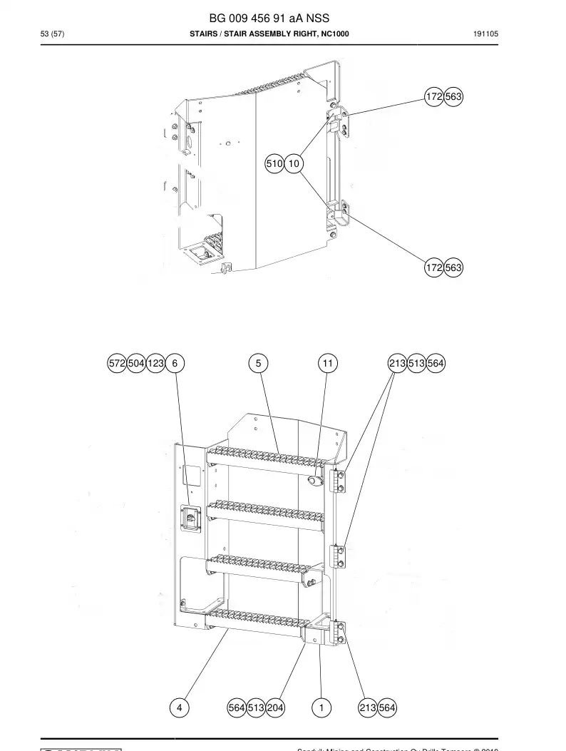 BG00945691a BG 009 456 91a Stairs - Sandvik Technical Drawing