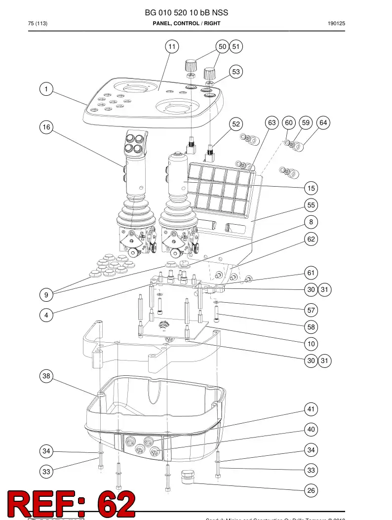 BG00947062b BG 009 470 62b Wiring Harness Assembly - Sandvik Technical Drawing