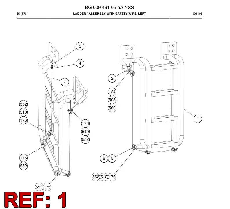 BG00949106a BG 009 491 06a Ladder - Sandvik Technical Drawing
