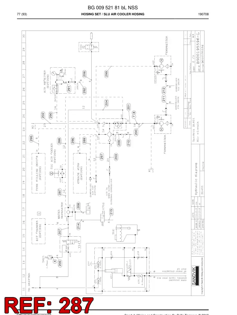 BG00949918b BG 009 499 18b Hose Assembly, Hydraulic - Sandvik Technical Drawing