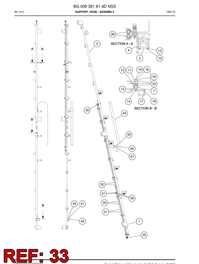 BG00949969a BG 009 499 69a Clamp, Pipe - Sandvik Technical Drawing