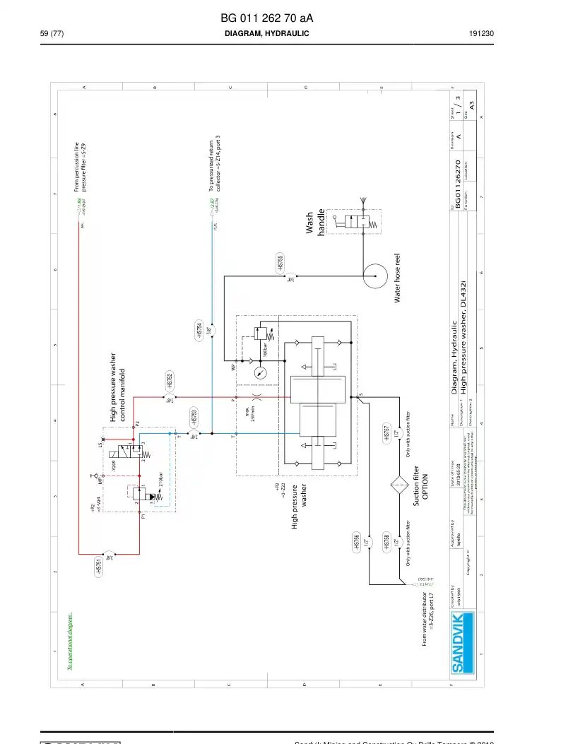 BG00950840b BG 009 508 40b Hose Assembly, Hydraulic - Sandvik Technical Drawing