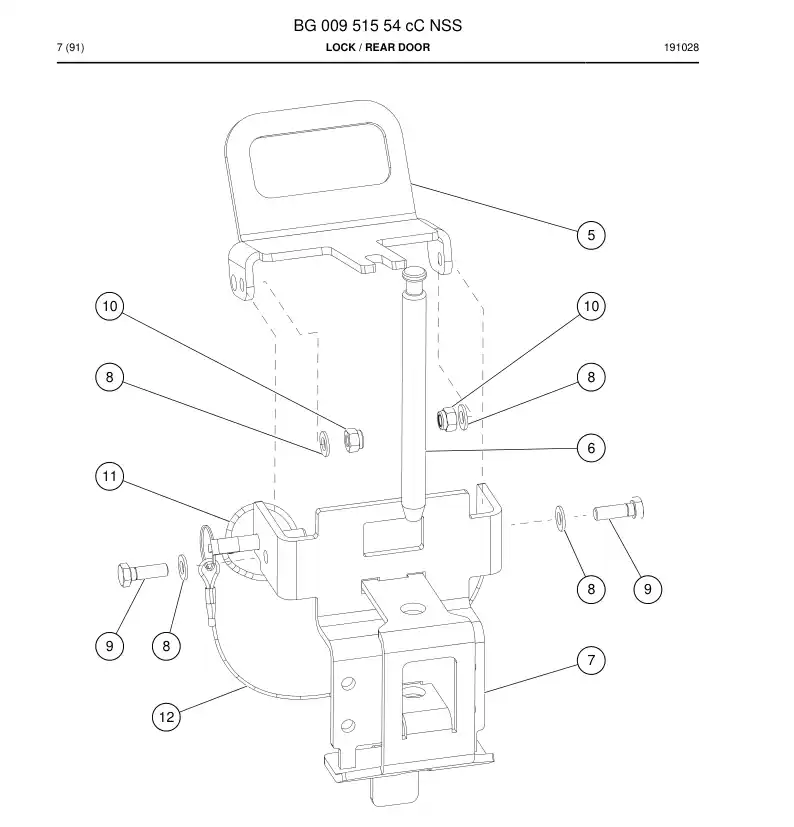 BG00951554c BG 009 515 54c Lock - Sandvik Technical Drawing