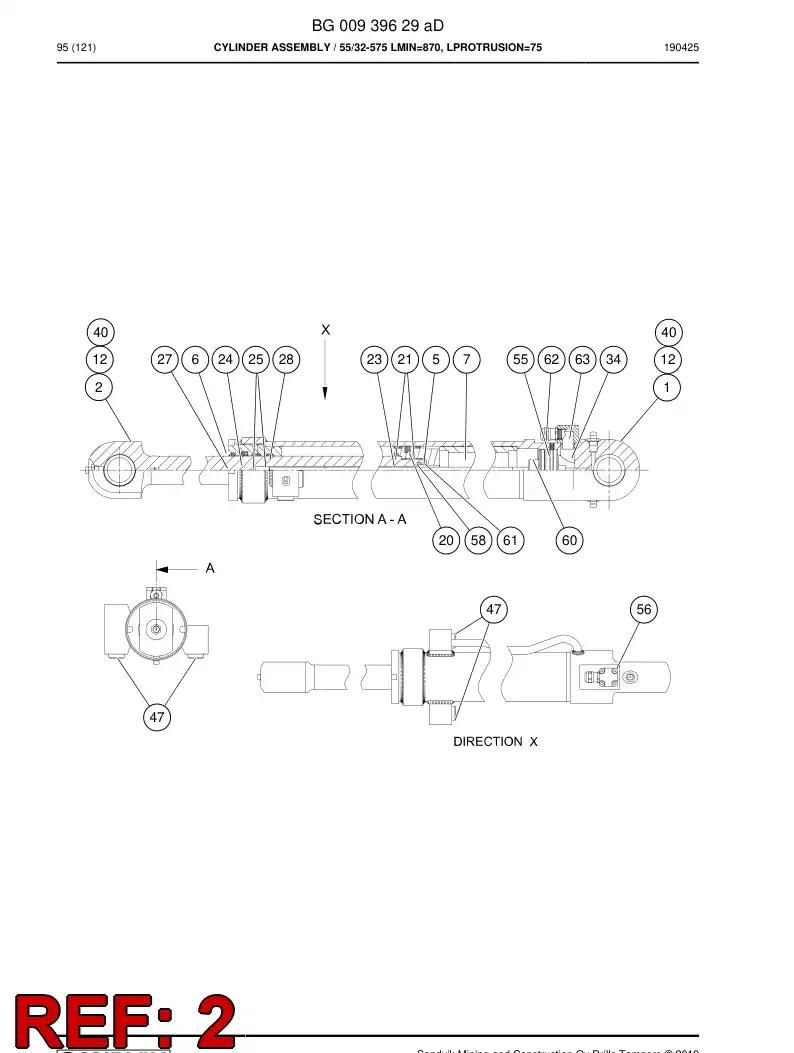 BG00951926a BG 009 519 26a PISTON Rod Welding - Sandvik Technical Drawing