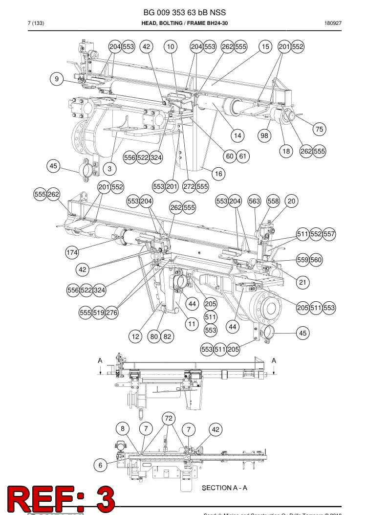 BG00951949c BG 009 519 49c Frame - Sandvik Technical Drawing