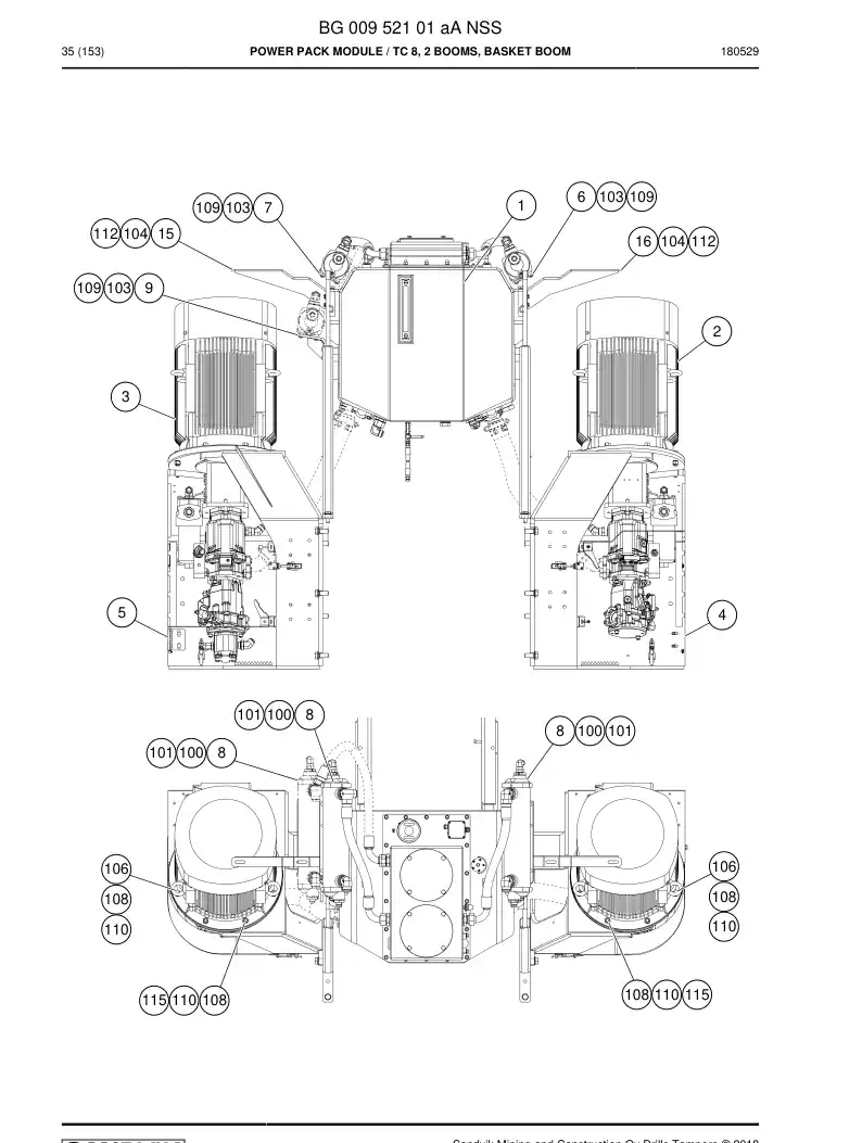 BG00952101a BG 009 521 01a Power Pack Module - Sandvik Technical Drawing