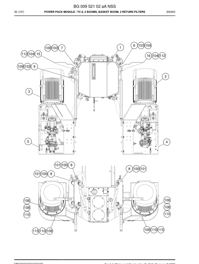 BG00952102a BG 009 521 02a Power Pack Module - Sandvik Technical Drawing