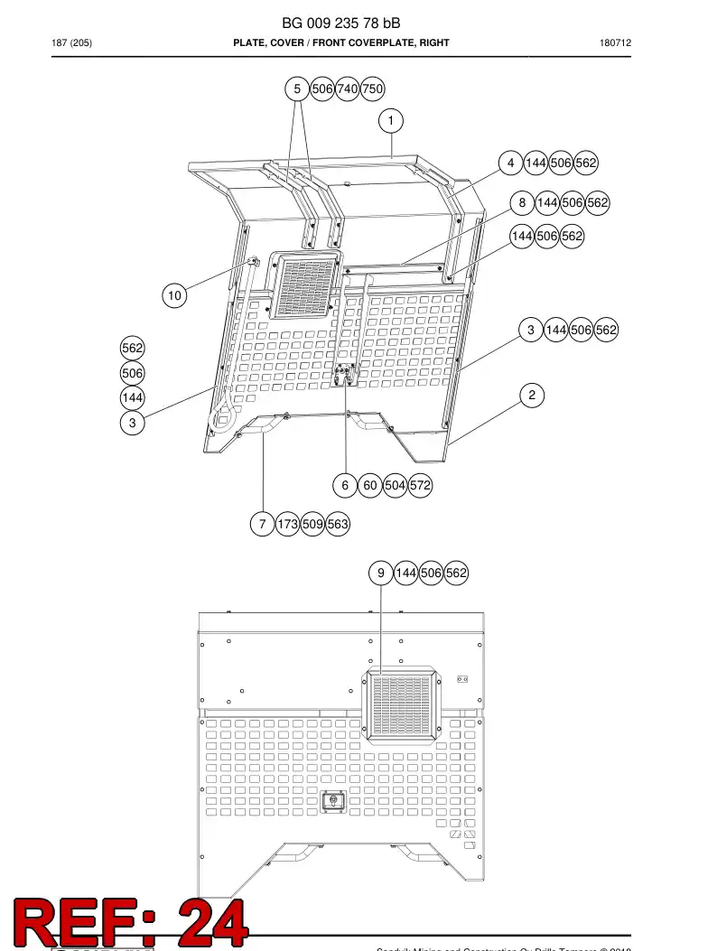 BG00952309a BG 009 523 09a Handle - Sandvik Technical Drawing